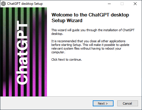 ChatGPT Desktop Install Start