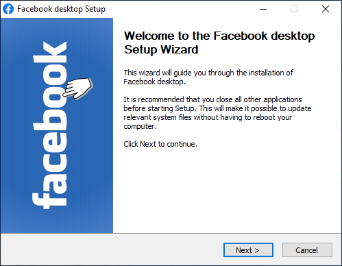 Facebook Desktop Install Start