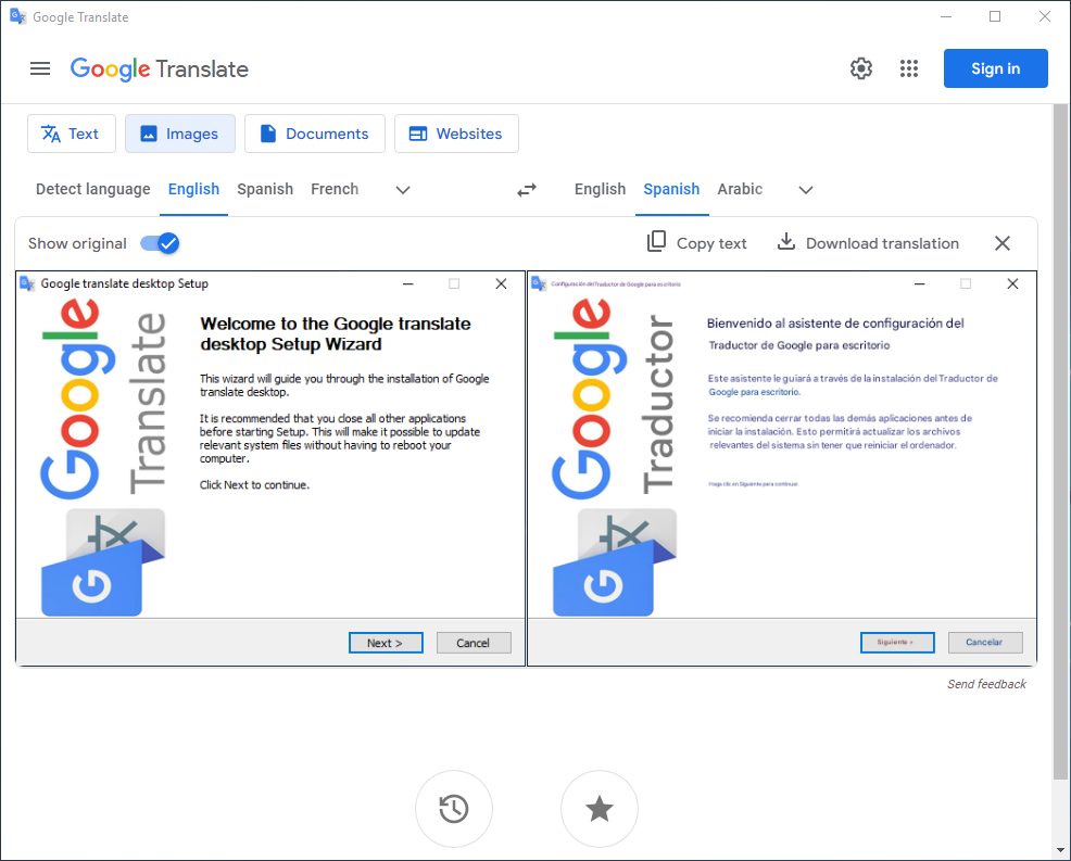 Google Translate Desktop Image Translation