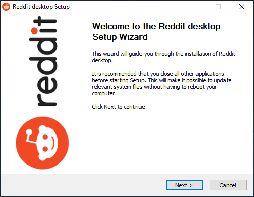Reddit Desktop Install Start