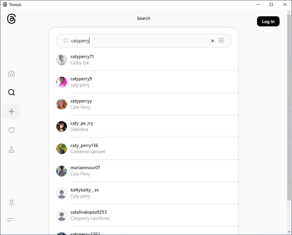 Friends search in Threads Desktop