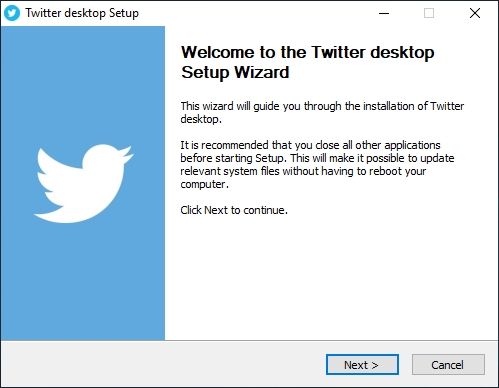 Twitter Desktop Install Start
